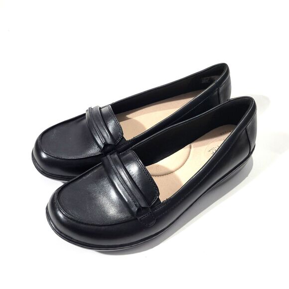 Clarks Collection Ashland Lily Slip On Loafers Black Sz 11 W - Picture 1 of 9